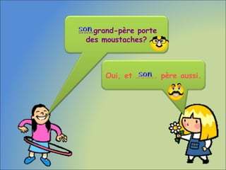 Oui, et ……….. père aussi.
………grand-père porte
des moustaches?
 