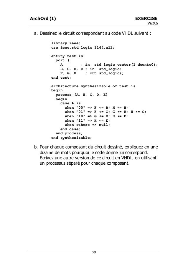 Exercices Vhdl