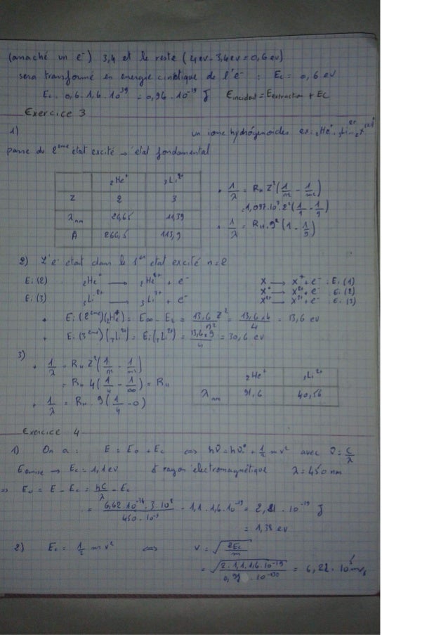 Exercices Atomistique Smpc S1