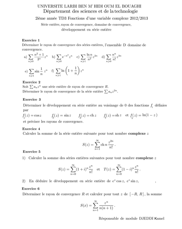 Exercice Analyse Complexe Pdf , Analyse complexe pour la Licence 3 ...