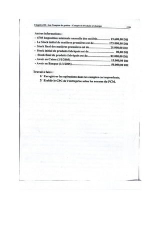 La comptabilité Génerale Exercices de cpc