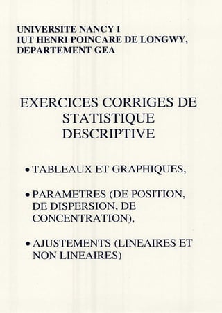 Exercices de stat. descriptive