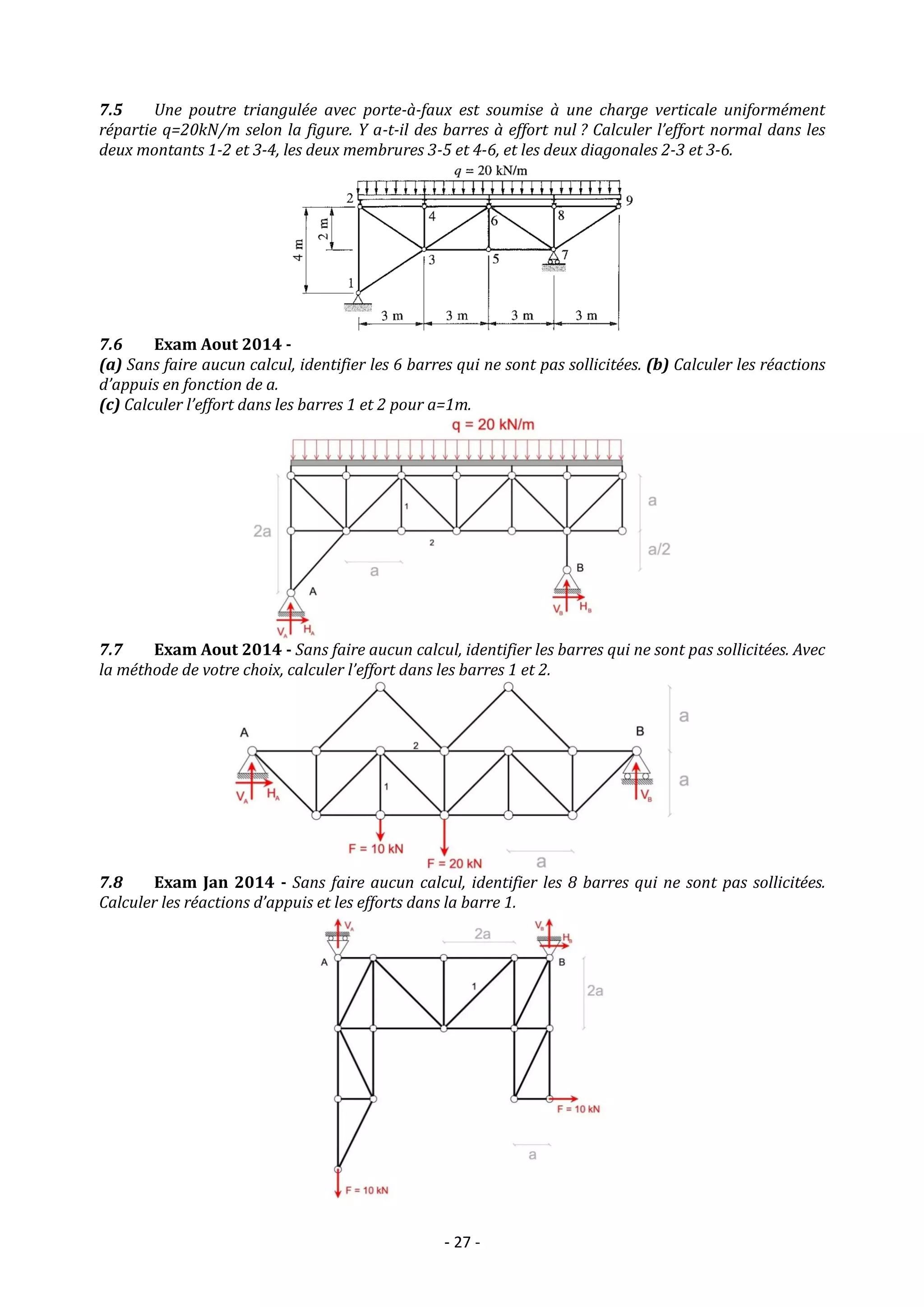 Mécanique des structures et RDM - Exercices corrigés | PDF | Physics ...