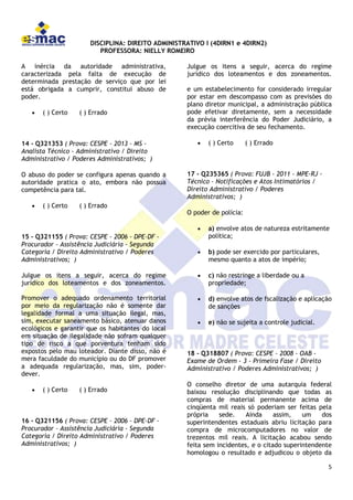 Exercicio poderes da administração pública sem gabarito | DOCX