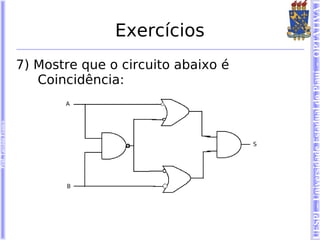Prof. Tarcísio Franco




                                          Coincidência:
                                                                           Exercícios
                                       7) Mostre que o circuito abaixo é




UESPI – Universidade Estadual do Piauí - OPTATIVA I
 