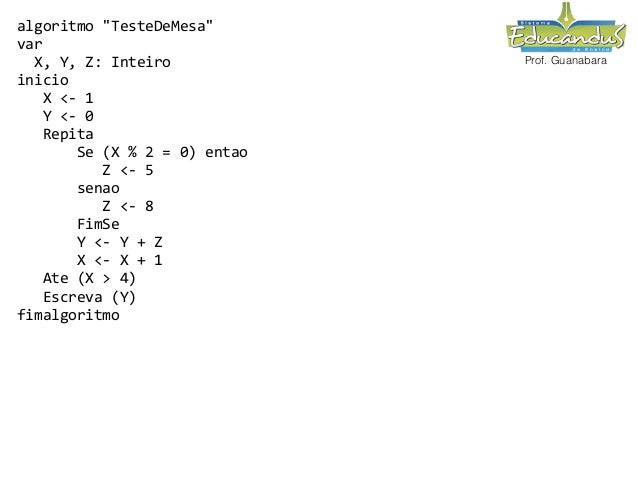 Exercicios teste-mesa