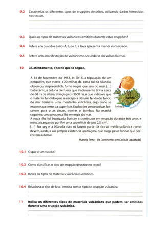 Exercicios vulcanismo