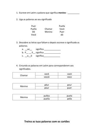 Exercícios de Latim - declinações, tradução e morfossintaxe - Latim I