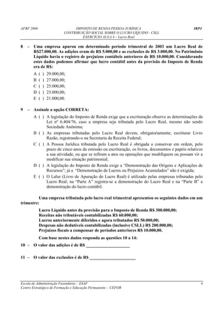 Exercicios irpj.aula 04 lucro real PDF