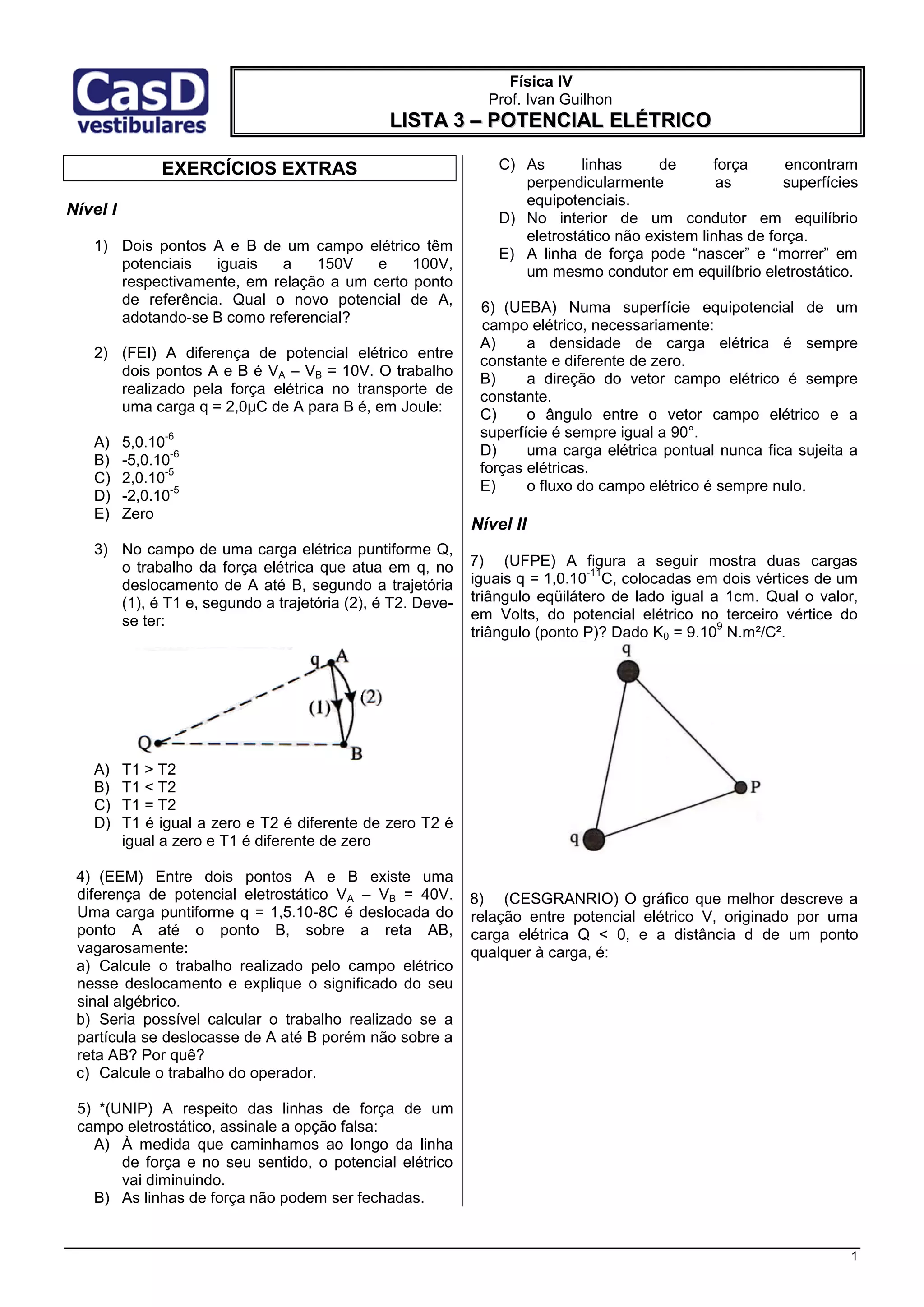 Exercicios potencial eletrico | PDF
