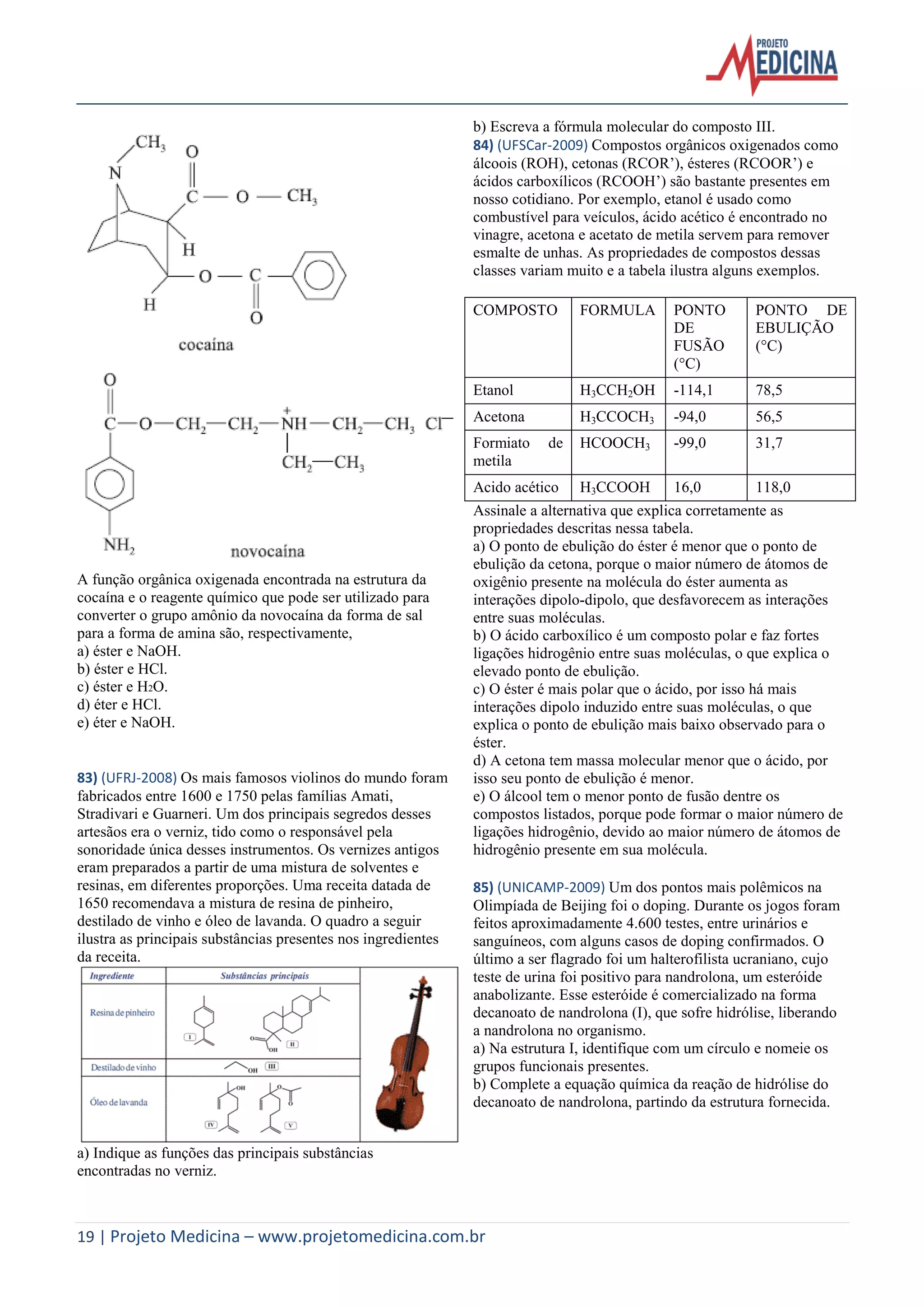 Funções Orgânicas Oxigenadas Exercícios Com Gabarito - BINKEDU