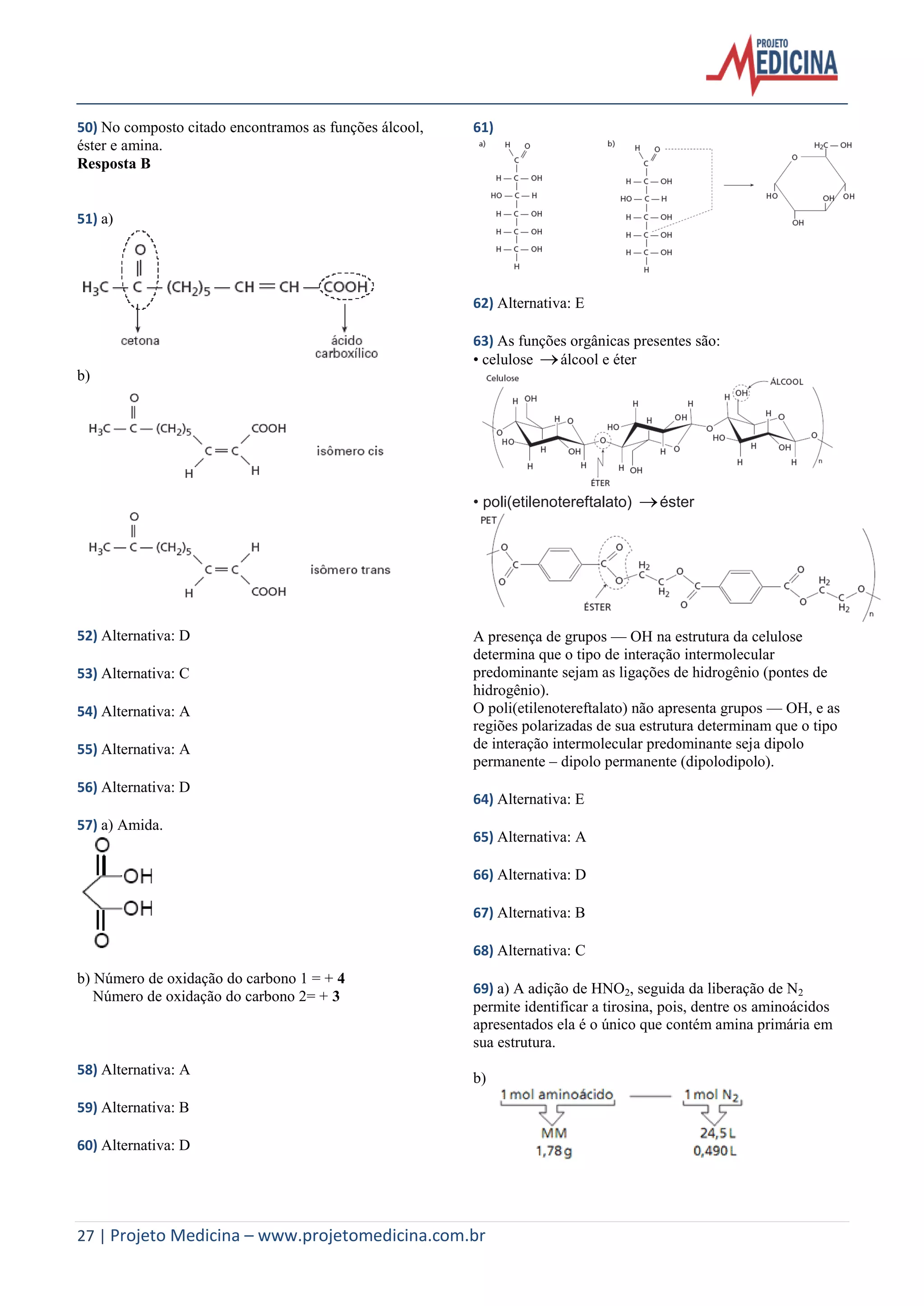 Exercicios quimica funcoes organicas gabarito resolucao | PDF