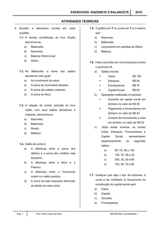 Exercicios razonetes e balancetes 1 | PDF
