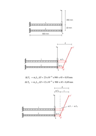 mm93,045x900x10x23TLLT 6
111 ==∆α=∆ −
mm49,045x900x10x12TLLT 6
222 ==∆α=∆ −
 