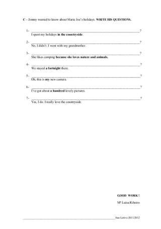 Exercicios simple and present continuos pronomes e determinantes