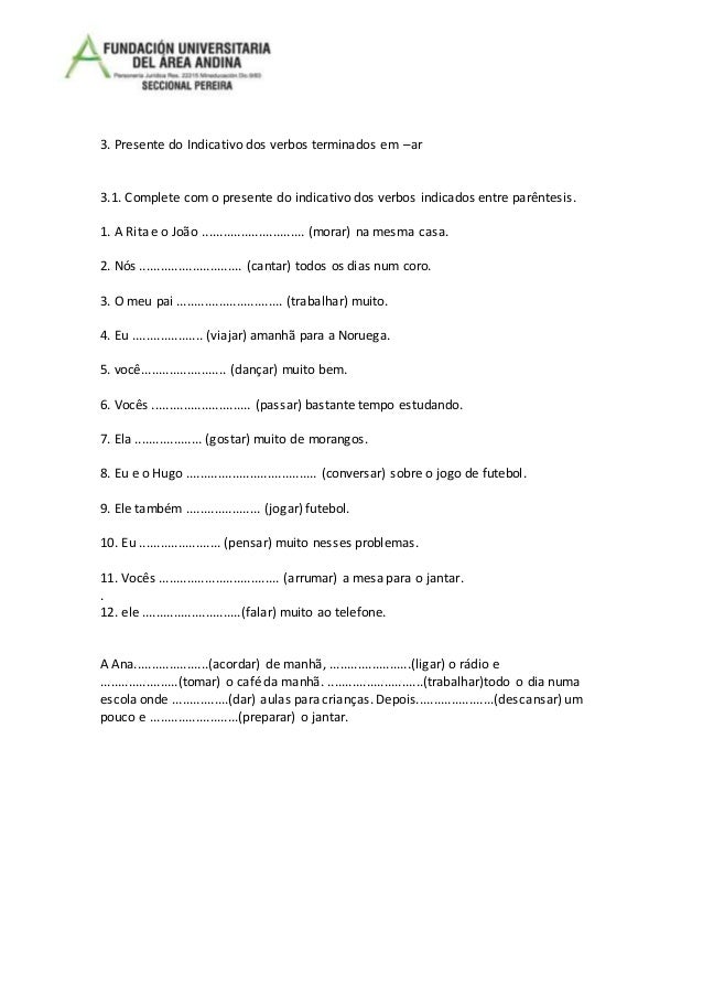 Exercicios Termina o Ar Presente