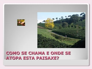 COMO SE CHAMA E ONDE SE
ATOPA ESTA PAISAXE?
 