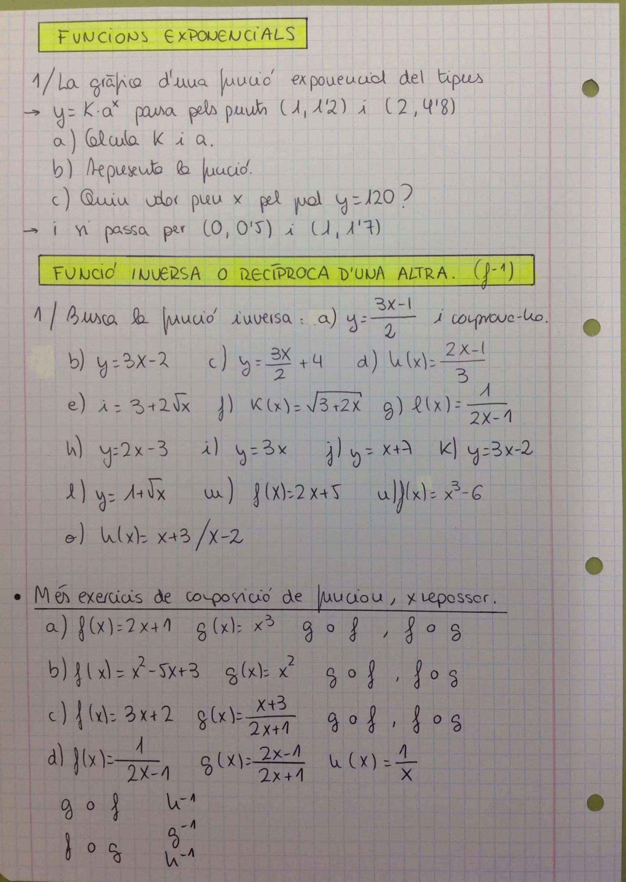 Exercicis Funcions II- BAT | PDF