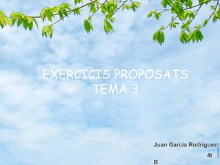 EXERCICIS PROPOSATS
       TEMA 3



              Juan García Rodríguez
                               4t
              B
 