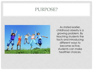 PowerPoint PresentationLesson Topics:Physical activity is an activity that causes your body to work harder than normal. Moderate activity is easy and calm, and doesn’t make you lose your breath. Vigorous activity is hard and intense and makes you lose your breath.