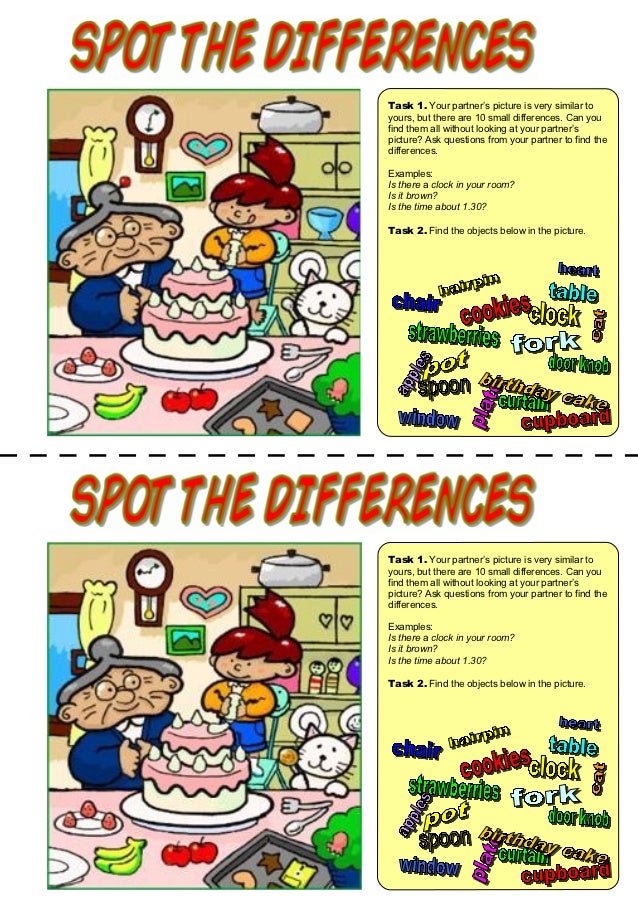 worksheet birthday object Spot Differences The worksheet birthday object Spot Differences The