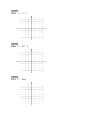 Example
Graph f ( x)   x2 1
                       y




                           x




Example
Graph f ( x) 3 x 2 4
                       y




                           x




Example
Graph f ( x)   cos x
                       y




                           x
 