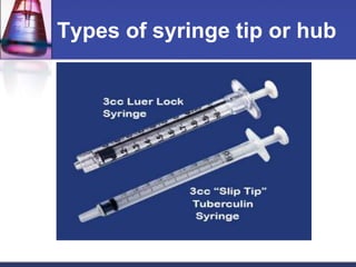 Types of syringe tip or hub
 