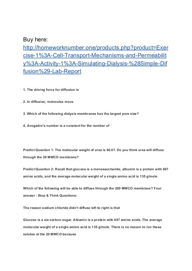 exercise 1 cell transport