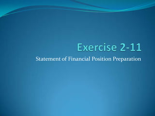 Statement of Financial Position Preparation
 