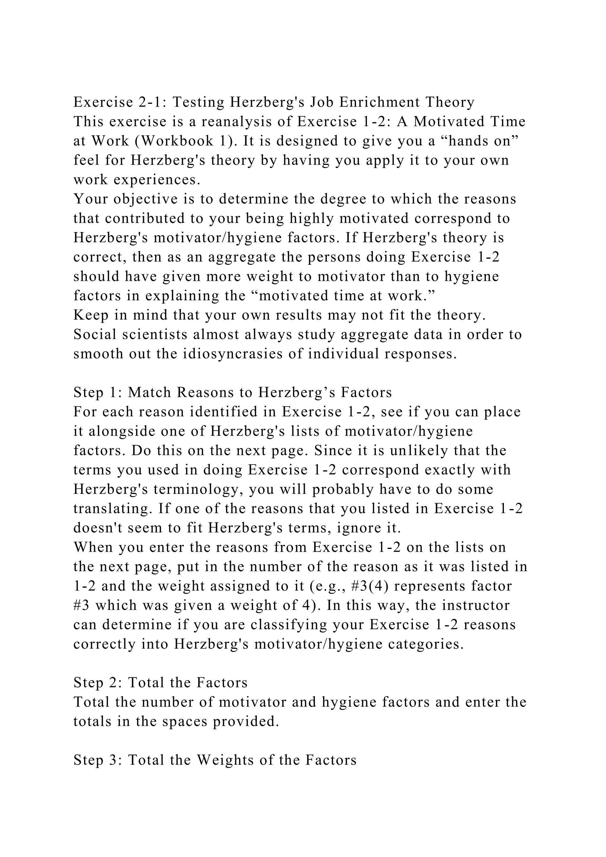 exercise-2-1-testing-herzbergs-job-enrichment-theorythis-exercis-docx