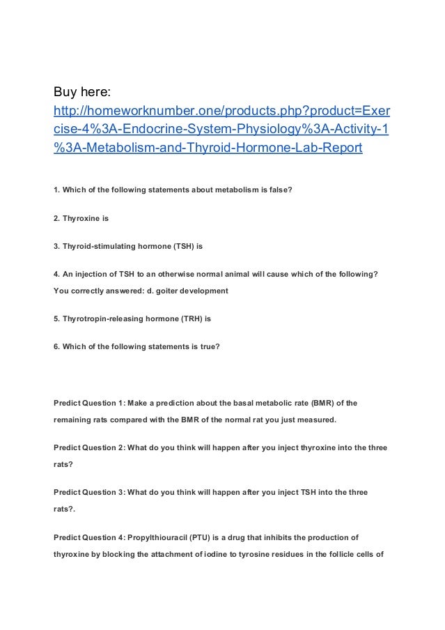 Exercise 4 Endocrine System Physiology Activity 1