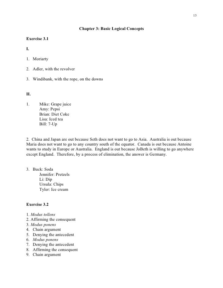 Logic homework answers for science