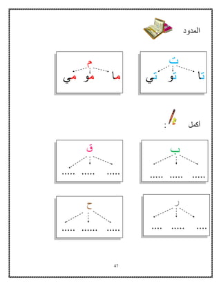 47
‫المدود‬
‫أكمل‬:
‫ت‬
‫ت‬‫ا‬‫ت‬‫و‬‫ت‬‫ي‬
‫م‬
‫م‬‫ا‬‫م‬‫و‬‫م‬‫ي‬
‫ب‬
..... ..... .....
‫ق‬
.......... .....
‫ر‬
.... ..... ....
‫ح‬
..... ...... .....
 