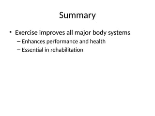 Comprehensive Effects of Exercise on Body Systems and Health | PPTX