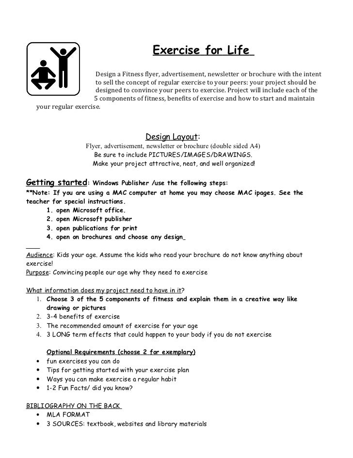 exercise for life rubric student handout revised 2011 rubric for advertising flyer