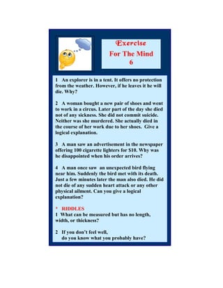 Exercise For The Mind 6 | PDF