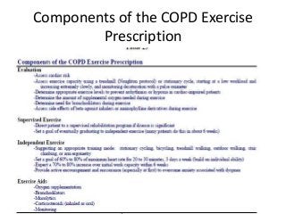 Components of the COPD Exercise
Prescription
 