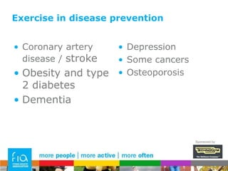 What can exercise do in chronic disease?John SearleChief Medical Officer, FIAand Personal TrainerSponsored by: 