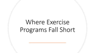 Where Exercise
Programs Fall Short
 