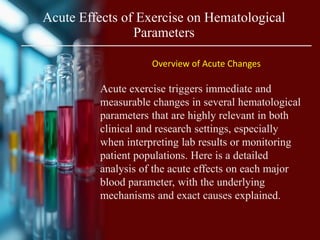 The Impact of Exercise on Hematological Health | PDF