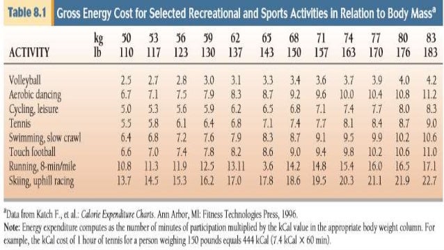 Exercise Expenditure Chart