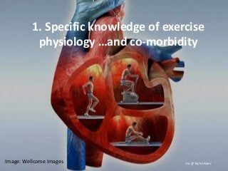1. Specific knowledge of exercise
physiology …and co-morbidity
Via @TaylorAlanJImage: Wellcome Images
 
