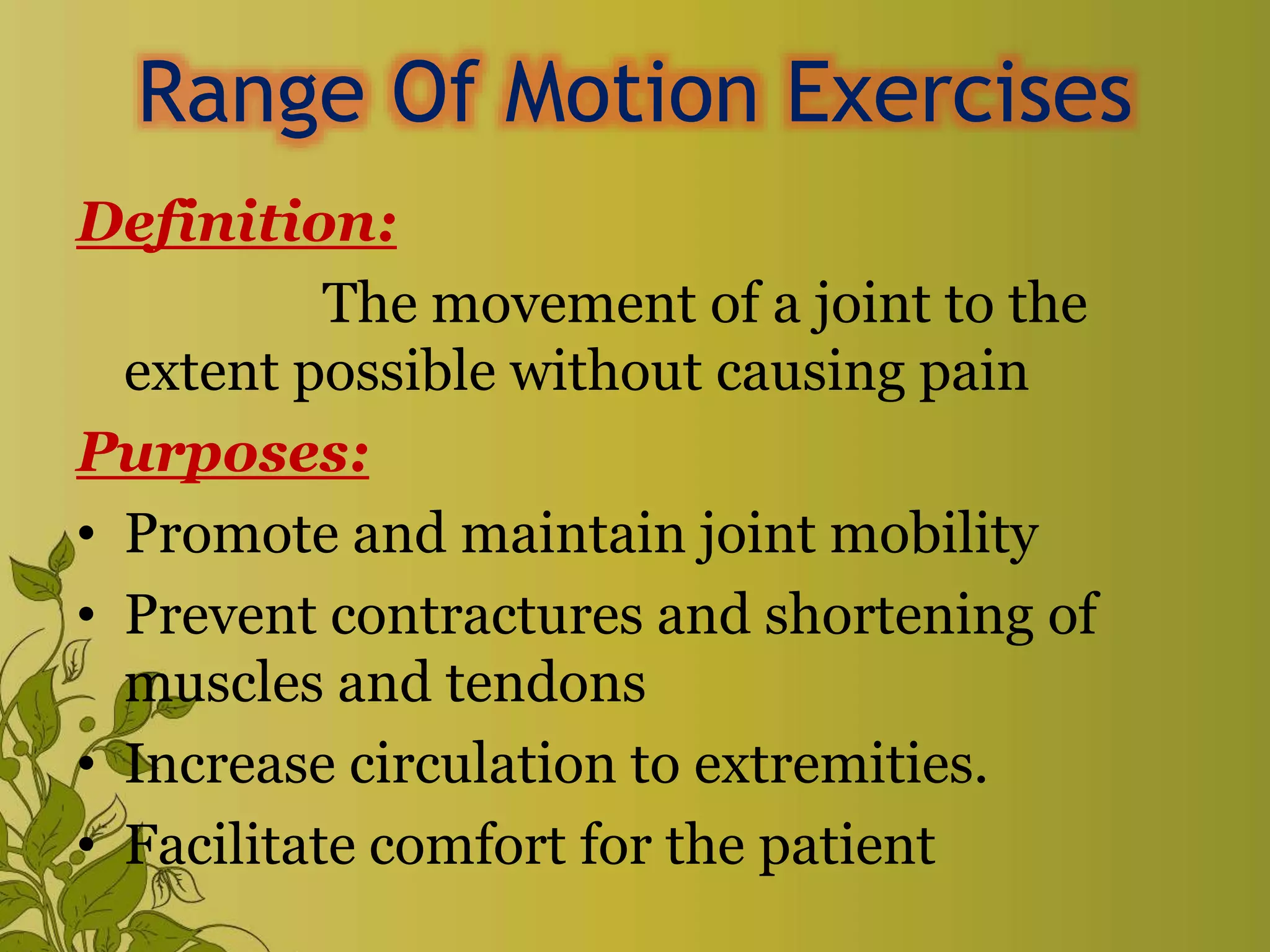 Exercise & range of motion exercise | PPTX