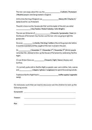 Activities about Bonfire Night