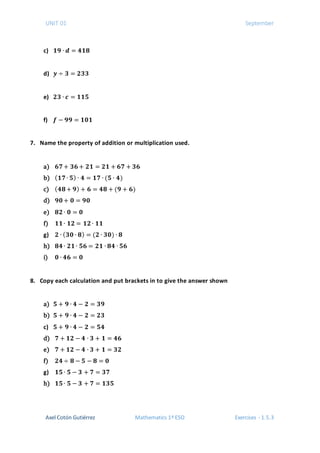 1 ESO - Unit 1 - Exercises 1.5 | PDF