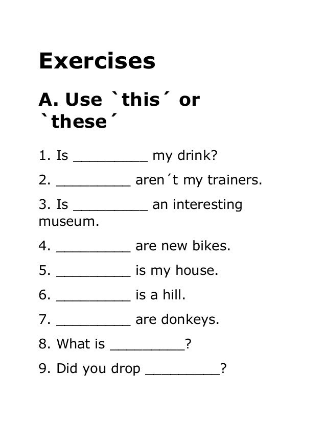 Exercises demonstrative pronouns