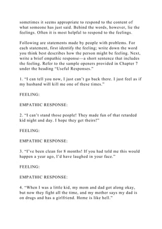 Exercises for Chapter 8 Exercises III Reflective ListeningRef.docx