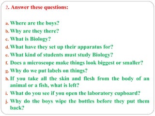 Read The Script And Answer Science Questions Exercises in Reading Comprehension by E. L. Tibbits (In the Science ...