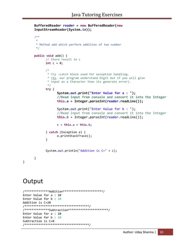 Exercises of java tutoring -version1 | PDF