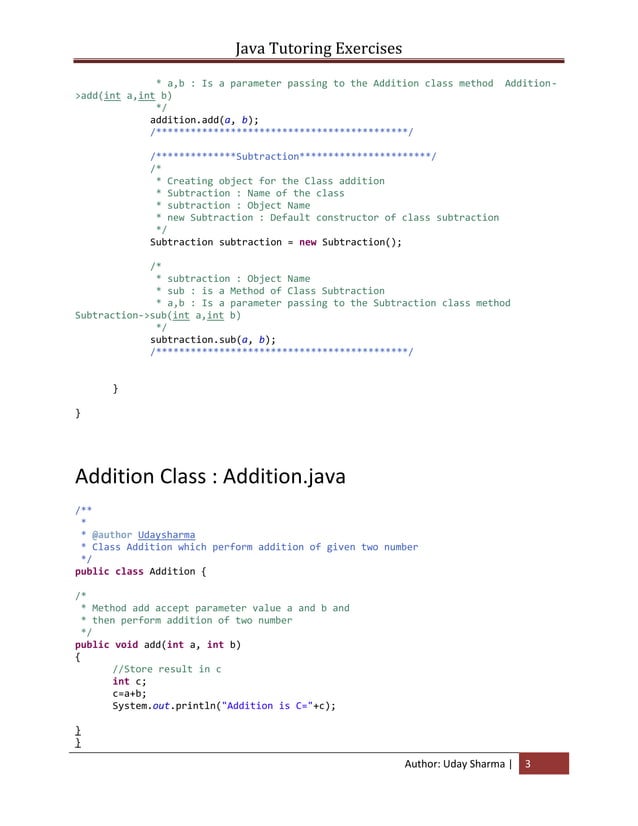 Exercises of java tutoring -version1 | PDF